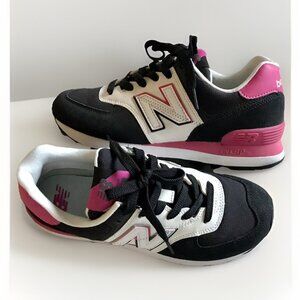 New Balance 574 Split Sail Shoes Womens 6.5 Black Pink Classic Sneakers WL574NJA